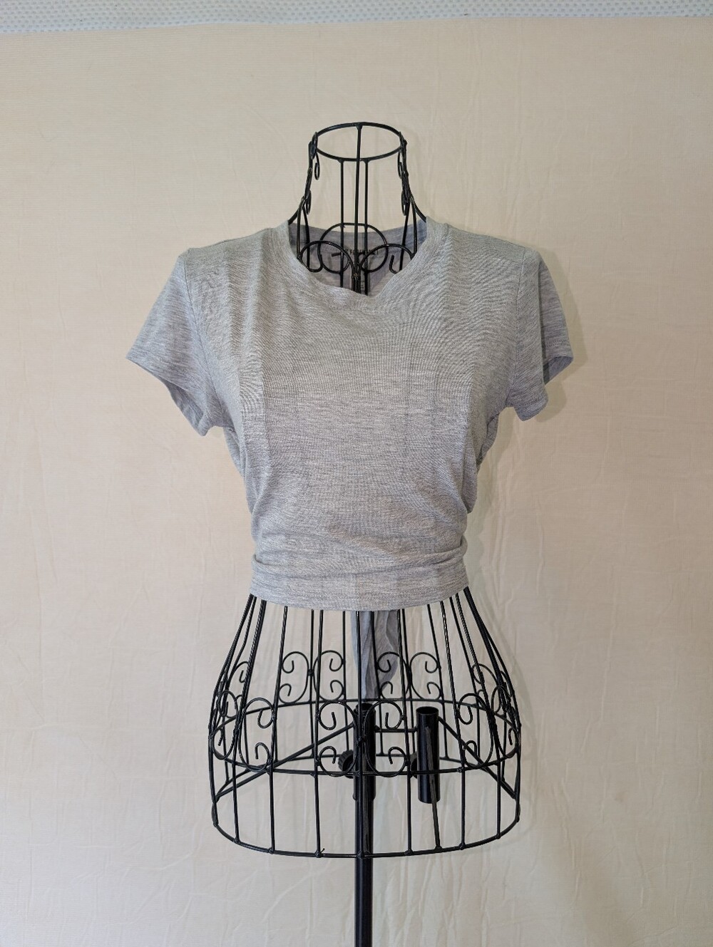 Gray Cropped Top Open Back
